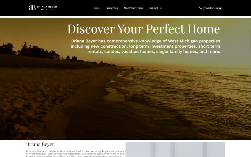 Briana Beyer real estate website homepage