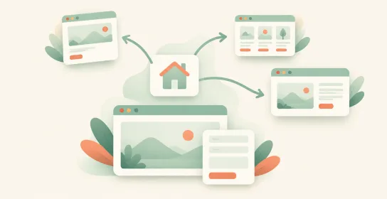 One listing card flowing out to portal windows and to your own site with a contact form